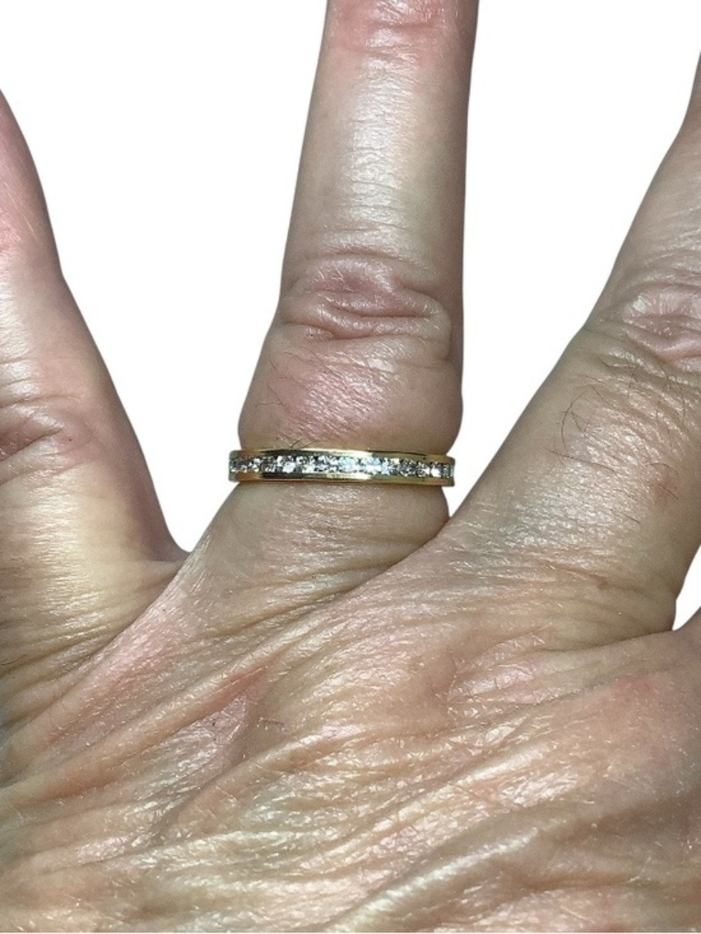 Gold Tone Crystal eternity band ring size 10.25 excellent condition
